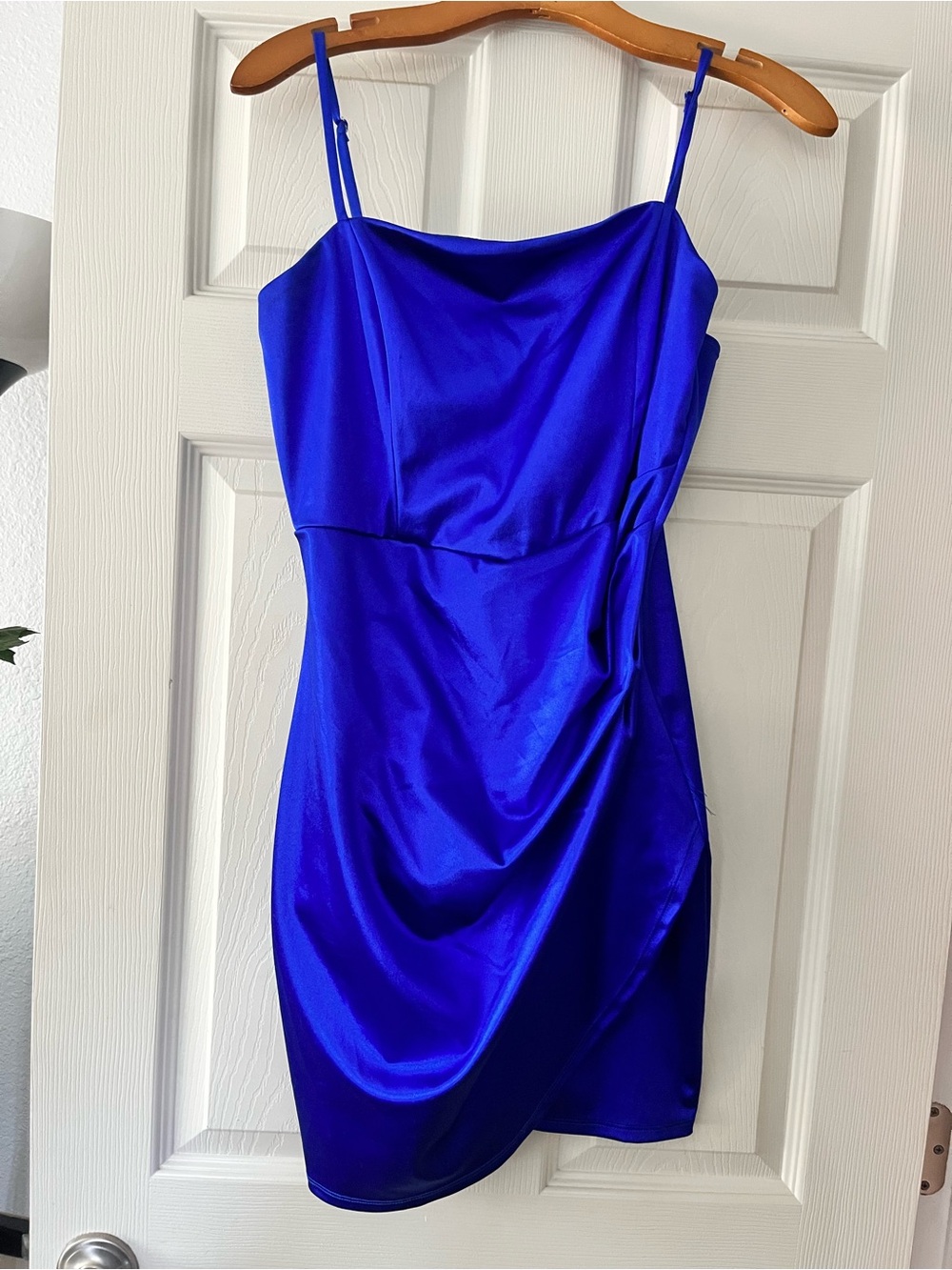 Emerald Sundae Electric Blue Satin Mini Dress